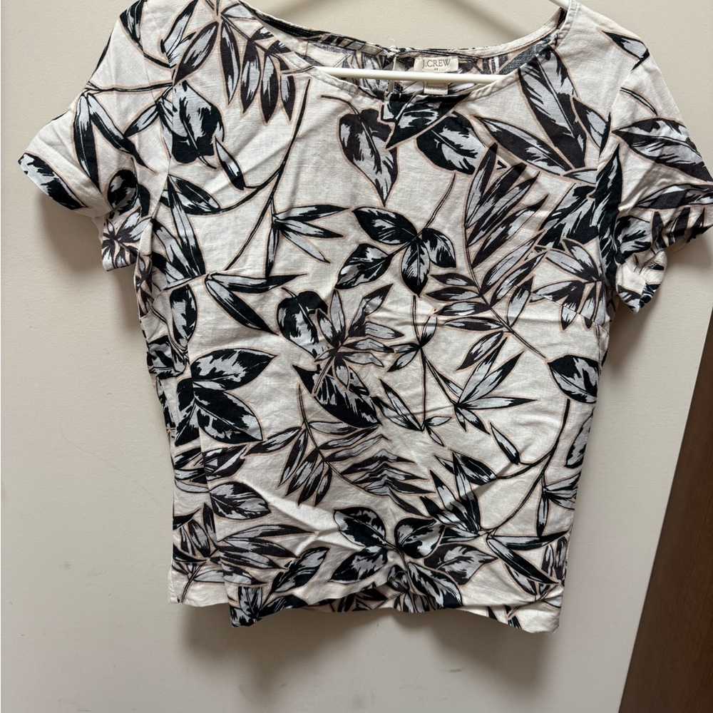 J. Crew Black and White Floral Women's Top